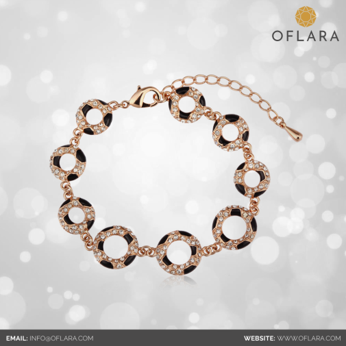 Gold Plated Rings with Crystal Bracelet - Buy online @ www.oflara.com