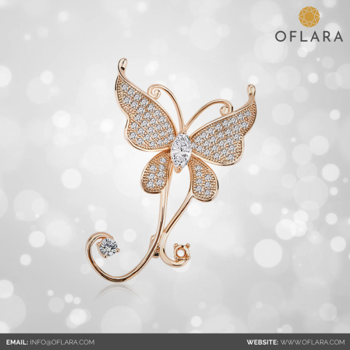 Butterfly Gold Plated Crystal Brooch - Buy online @ www.oflara.com