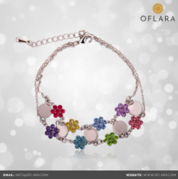 Gold Plated Crystal Flower Bracelet - Buy online @ www.oflara.com